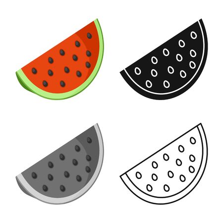 Vector design of watermelon and fruit. Collection of watermelon and summer stock vector illustration.のイラスト素材