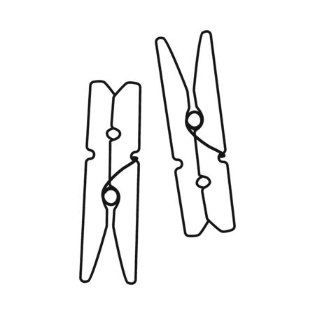 Vector illustration of clothespin and wood icon. Collection of clothespin and colorful vector icon for stock.のイラスト素材