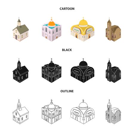 Isolated object of temple and historic icon. Set of temple and faith vector icon for stock.のイラスト素材