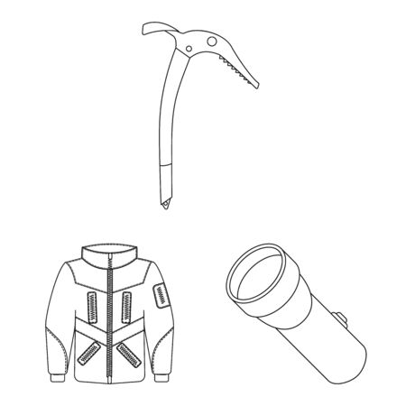 Vector design of mountaineering and peak sign. Set of mountaineering and camp stock symbol for web.のイラスト素材
