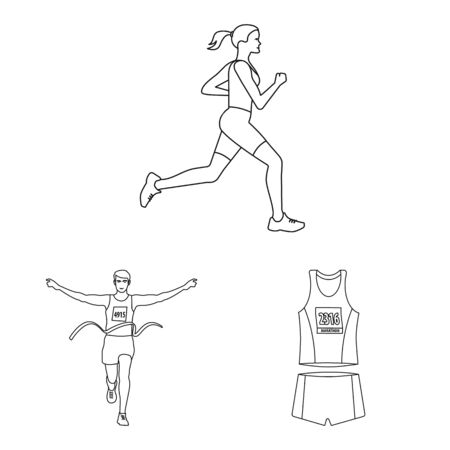Isolated object of exercise and sprinter sign. Collection of exercise and marathon stock vector illustration.のイラスト素材