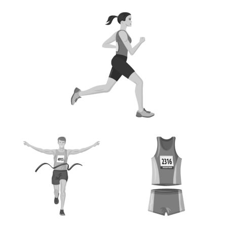 Vector design of success and marathon sign. Set of success and winner stock symbol for web.のイラスト素材
