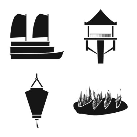 Vector illustration of vietnam and traditional icon. Set of vietnam and culture stock symbol for web.のイラスト素材