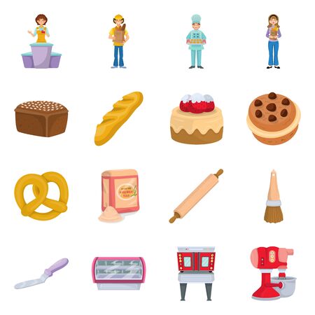 Isolated object of bakery and natural  . Set of bakery and utensils stock vector illustration.のイラスト素材