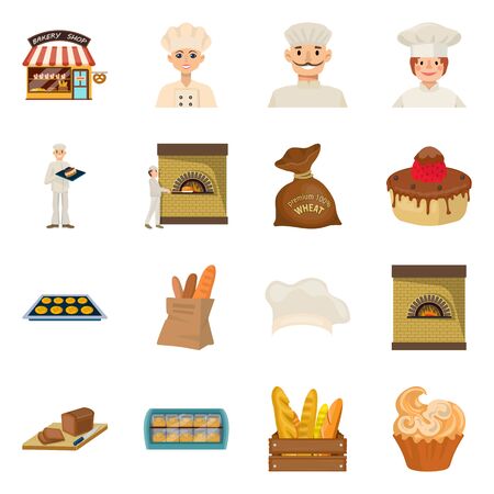 Isolated object of bakery and natural sign. Collection of bakery and utensils stock vector illustration.のイラスト素材