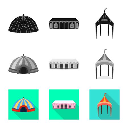 Vector design of roof and folding sign. Set of roof and architecture stock vector illustration.のイラスト素材