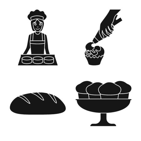 Vector design of bakery and natural sign. Set of bakery and product stock vector illustration.のイラスト素材