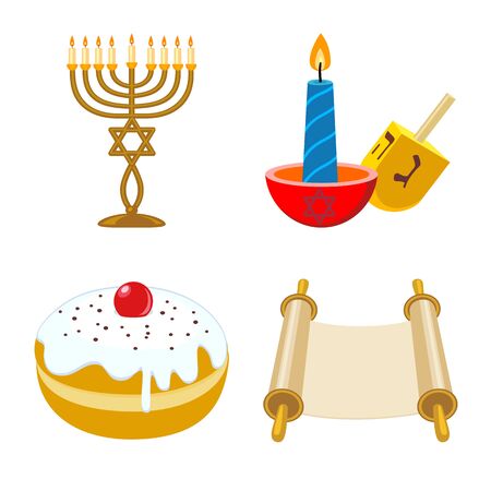 Isolated object of hanukkah and gift symbol. Collection of hanukkah and greeting stock symbol for web.のイラスト素材