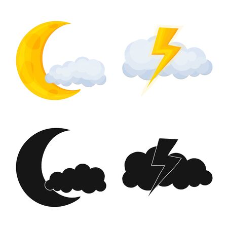 Isolated object of weather and climate icon. Set of weather and cloud stock vector illustration.のイラスト素材
