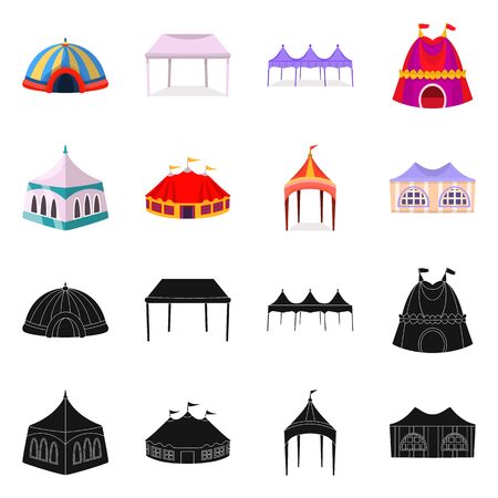 Vector design of roof and folding symbol. Set of roof and architecture stock vector illustration.のイラスト素材