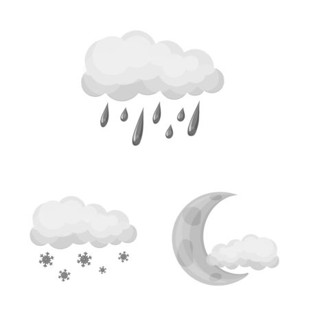Vector design of weather and climate icon. Collection of weather and cloud stock symbol for web.のイラスト素材