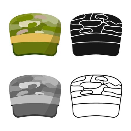 Isolated object of cap and hat icon. Collection of cap and soldier vector icon for stock.のイラスト素材