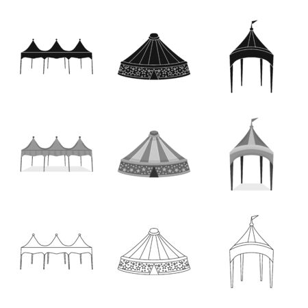 Vector illustration of roof and folding sign. Set of roof and architecture stock symbol for web.のイラスト素材