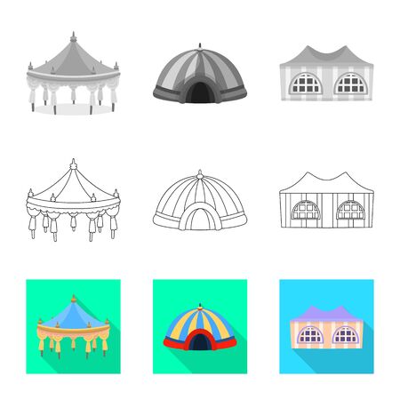 Vector design of roof and folding symbol. Collection of roof and architecture stock vector illustration.のイラスト素材