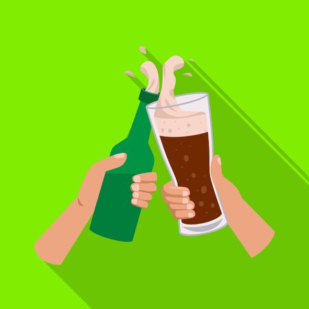 Isolated object of beer and glass icon. Web element of beer and hand stock vector illustration.のイラスト素材