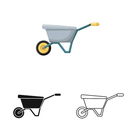 Isolated object of trolley and gardening symbol. Graphic of trolley and tools stock vector illustration.のイラスト素材