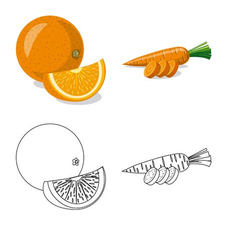 Vector illustration of vegetable and fruit icon. Collection of vegetable and vegetarian stock vector illustration.のイラスト素材
