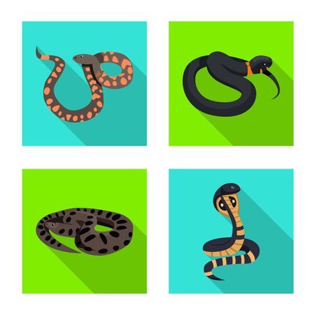 Vector design of snake and creepy sign. Set of snake and wildlife vector icon for stock.のイラスト素材