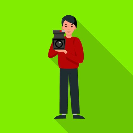 Vector illustration of operator and camera sign. Web element of operator and video stock vector illustration.のイラスト素材