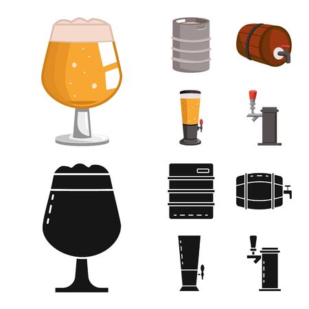 Vector illustration of brewery and brewing symbol. Collection of brewery and ingredient stock symbol for web.のイラスト素材