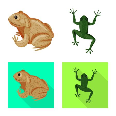 Vector design of wildlife and bog sign. Set of wildlife and reptile vector icon for stock.のイラスト素材