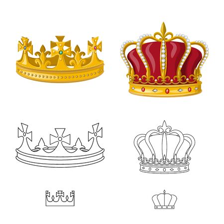 Vector illustration of medieval and nobility icon. Set of medieval and monarchy vector icon for stock.のイラスト素材