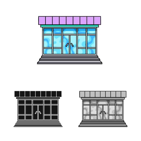 Isolated object of store and market . Set of store and mini stock symbol for web.のイラスト素材