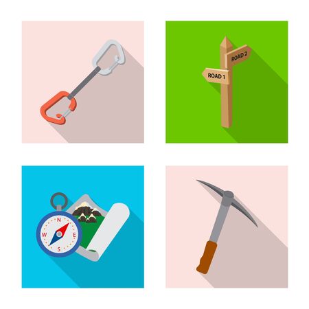 Isolated object of mountaineering and peak icon. Set of mountaineering and camp stock vector illustration.のイラスト素材
