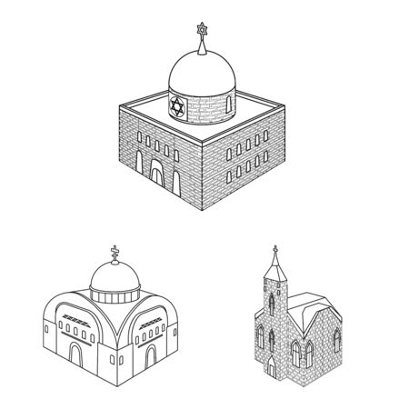 Vector illustration of architecture and building  . Collection of architecture and clergy vector icon for stock.のイラスト素材