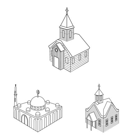 Vector illustration of architecture and building icon. Set of architecture and clergy stock vector illustration.のイラスト素材