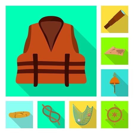 Isolated object of journey and seafaring sign. Collection of journey and vintage stock symbol for web.のイラスト素材
