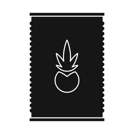 Isolated object of bank and canned sign. Graphic of bank and ananas stock symbol for web.のイラスト素材