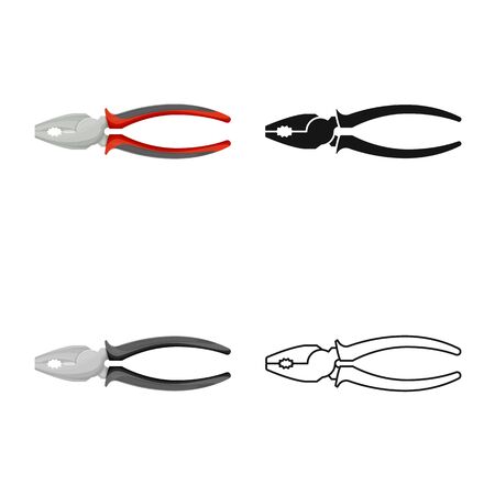 Isolated object of plier and clamp logo. Web element of plier and nippers vector icon for stock.のイラスト素材