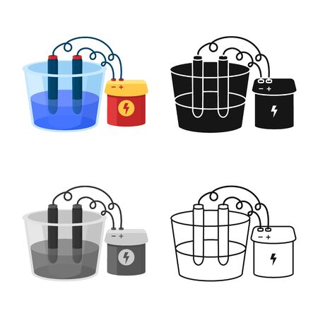 Isolated object of process and battery sign. Graphic of process and electrolysis vector icon for stock.のイラスト素材