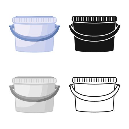 Vector illustration of bucketful and housework icon. Collection of bucketful and equipment vector icon for stock.のイラスト素材