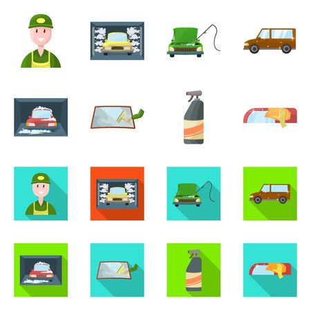 Vector illustration of carwash and care icon. Set of carwash and automotive stock symbol for web.のイラスト素材