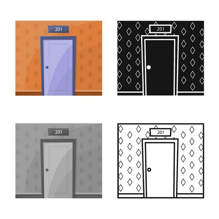 Isolated object of aisle and door symbol. Web element of aisle and apartment stock symbol for web.のイラスト素材