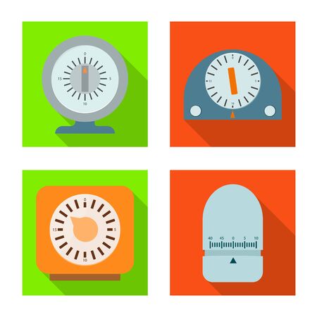 Vector illustration of clock and equipment sign. Set of clock and count stock vector illustration.のイラスト素材