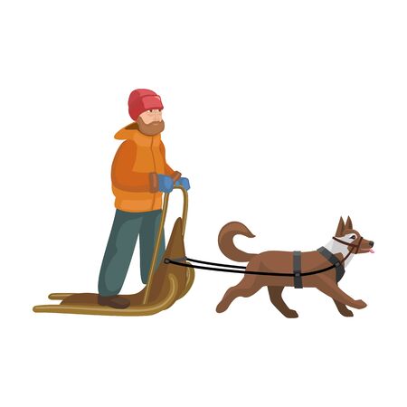 Dog with sled vector icon.Cartoon vector icon isolated on white background dog with sled.のイラスト素材