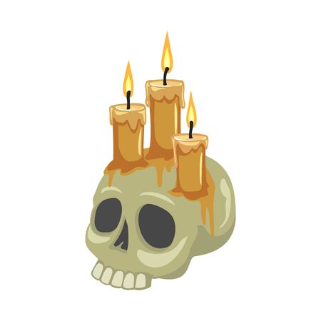 Vector illustration of skull and candle icon. Web element of skull and skeleton stock symbol for web.のイラスト素材