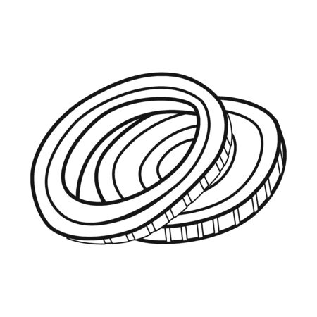 Vector design of onion and slice  . Graphic of onion and purple vector icon for stock.のイラスト素材