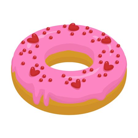 Pink doughnut vector icon.Cartoon vector icon isolated on white background pink doughnut.のイラスト素材