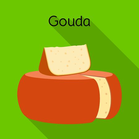 Vector design of cheese and gouda logo. Graphic of cheese and block stock symbol for web.のイラスト素材