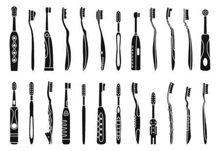 Toothbrush black vector illustration on white background . Dental brush set icon.Vector illustration toothbrush for hygiene oral.Black set icon dental brush.のイラスト素材