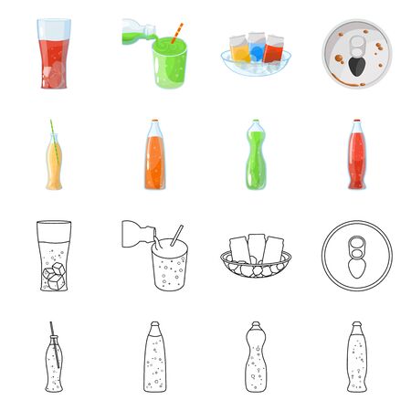 Vector illustration of drink and beverage logo. Collection of drink and liquid stock symbol for web.のイラスト素材