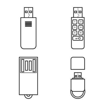 Isolated object of drive and flash logo. Set of drive and security stock symbol for web.のイラスト素材