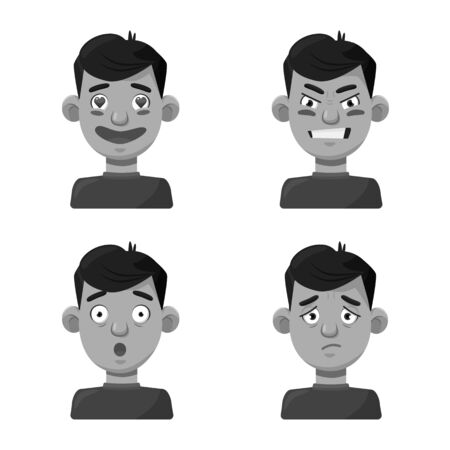 Isolated object of face and boy icon. Set of face and feeling vector icon for stock.のイラスト素材