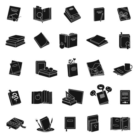 Library books vector black set icon.Vector illustration school literature on white background .Set black icon library book and dictionary.のイラスト素材