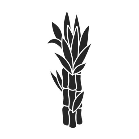 Stem of sugar cane vector icon.Black vector icon isolated on white background stem of sugar cane .のイラスト素材