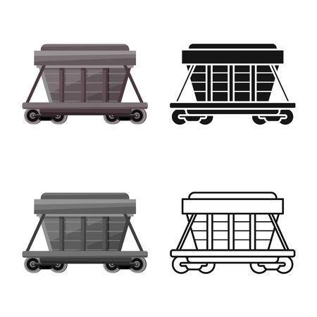 Vector design of wagon and container icon. Graphic of wagon and boxcar vector icon for stock.のイラスト素材